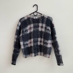 SONIA BY SONIA RYKIEL Plaid Mohair Blend Cropped Sweater M